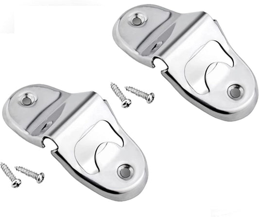 4-1/8" Heavy-Duty Stainless Steel Wall Mount Bottle Opener Set of 2 - Bottle Opener Bottle & Can Opener Classic Beer Opener Compact Size Beverage Bottle Opener for Kitchen Bar Restaurant