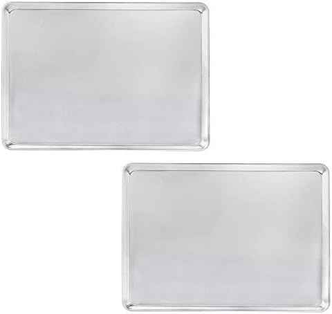 2/3 Size Aluminum Sheet Pan 16" x 22" Baking Sheets 20 Gauge Set of 2- Baking Pan Baking Tray Cookie Sheet Baking Sheet Perfect for Baking Roasting