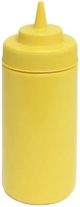 Set of 6 Squeeze Condiment Wide Mouth Dispensing Bottles - Plastic Squeeze Bottle for Sauces Spreads Ketchup Mustard Mayo Hot sauces and Olive oil