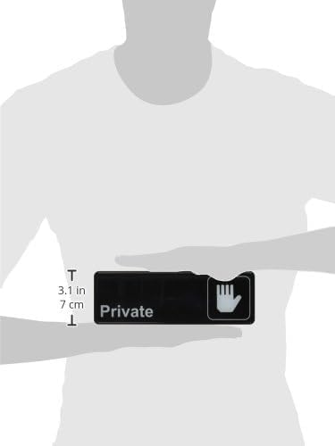 9" x 3" Private Sign with Easy Peel Self-Adhesive White on Black Color Set of 2- Door Sign Waterproof Self Adhesive Store Signs Indoor/Outdoor Warning Marker Home Business Use