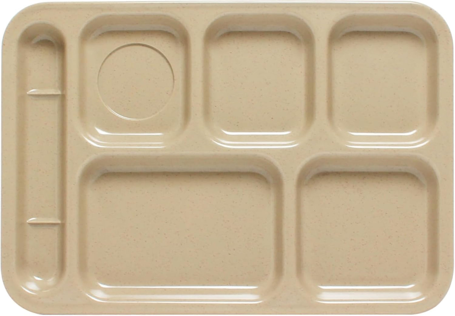 14-1/2" x 10" 6 Compartment Tray Sand Color Melamine Set of 12 - Dishwasher Safe Break-Resistant Serving Platter Dinner Plates Portion Plates for Dinner Home Restaurants