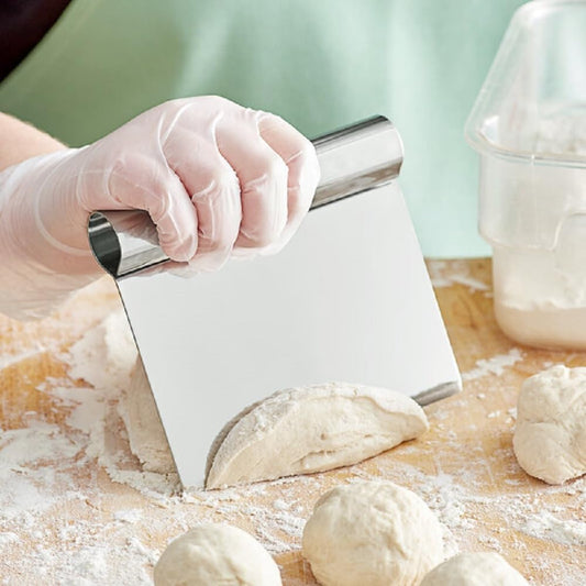 5-1/4" x 4-1/4" Stainless Steel Dough Scraper with Rolled Steel Handle - Multipurpose Food Scrappers Dough Cutter for Bread Dough Cake Fondant Icing Baking Cooking