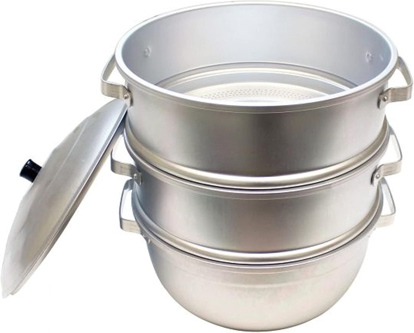 Aluminum 3 Tier Steamer Set 1/8” hole size - Steamer for Cooking Steamer Pot Food Steamer Steam Pots with Lid for Cooking Vegetables Seafood Soups Stews and Pasta