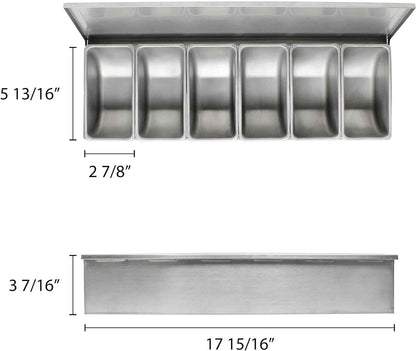 Stainless Steel Condiment Bar (Open Bottom) - Condiment Dispenser Serving Container Garnish Tray Bar Caddy Condiment Server Caddy Garnish Holder for Home Work Restaurant