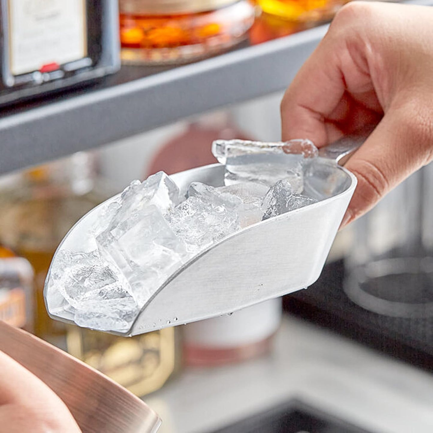 Aluminum Flat Bottom Scoop Set of 2 - Flat Bottom Aluminum for Bar Ice Flour Utility Scoop Kitchen Ice Scooper for Ice Maker Popcorn Scoop Food Scoops for Bar Party Wedding