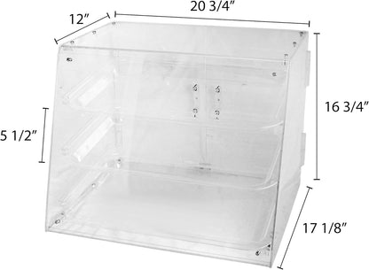 3 Tray Acrylic Countertop Pastry Display Case with Rear Doors 21" x 17 3/4" x 16 1/2" - Bakery Case Box Retail Commercial Home use for Bagels Baked Goods Bread Donuts Vegetables