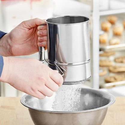 8 Cup Stainless Steel Flour Sifter with Four Wire agitator to sift flour Mirror finish - Mesh Baking Sifter Quick Sifting Flour Sifter Crank Sifter Flour for Baking Cakes and Spices