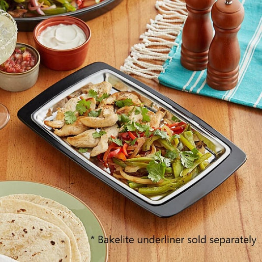 11" x 7-1/5" Rectangular Stainless Steel Sizzling Platter - Sizzler Platter Serving Platter Large Sizzling Platter Serving Tray Perfect for Meats Steak Fish And Vegetables