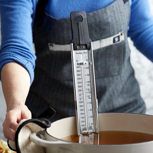12" Deep Fry Paddle Thermometer with Pot Clip 100°F to 400°F - Best for Deep Frying Cooking Thermometer for Candy Maple Syrup Cheese Sugar Jelly Making