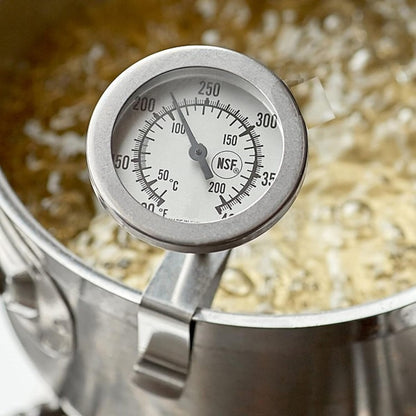 Stainless Steel 5 1/2" Candy Deep Fry Probe Thermometer with Pot Clip, 100°F to 400°F - Deep Frying Thermometer for Candy Maple Syrup Cheese Sugar