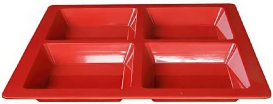 60 oz Rectangular 4-Section Tray Passion Melamine - Dishwasher Safe Serving Bowl Dipping Sauce Dishes Sauce Bowls for Dips Chips Veggies Fruits Home Restaurants