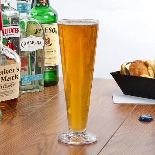 Pilsner Glass Polycarbonate with Starburst Heavy Base Clear Color - Beverage Plastic Drinking for Bar Craft Beer Glass Pilsner Glass Beer Cup & Other Lighter Beers Beer Gifts