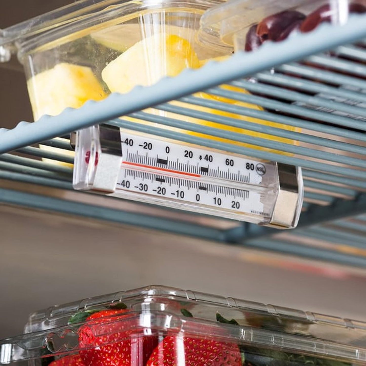 4 1/2" Stainless Steel Horizontal Tube Refrigerator Freezer Thermometer - 40°F to 80°F - Safe Temperature Indications Fridge and Freezer Temperature Zones for Freezer Refrigerator Cooler