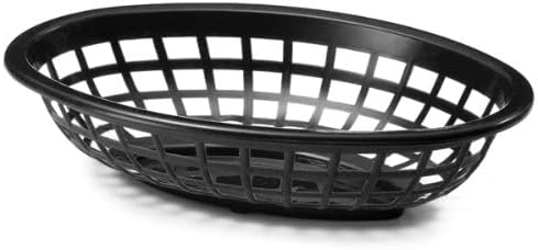 10-3/4" Oblong Fast Food Basket Plastic Set of 12- Fry Fast Food Reusable Foodservice Restaurant Diner Tray Plates Restaurant Deli Serving Chicken Burgers Sandwiches & Fries