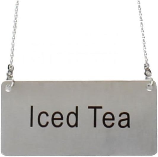 3-1/2" x 1-2/3" Chain Sign Stainless Steel with 13-1/8" Chain Length- Beverage Sign Drinks Labels for Coffee Urns Beverage Dispensers Carafes for Party Restaurant Banquet