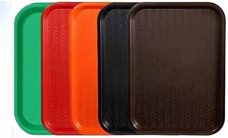 Set of 6 Plastic Fast Food Trays 10-1/2" x 13-5/8" Assorted Colors-Café Standard Cafeteria Fast Food Tray Assorted Colors