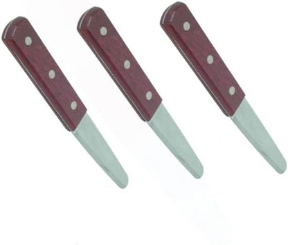 7-1/4” Stainless Steel Clam Knife with Wood Handle Set of 3- Clam Shucking Knife Seafood Opener Seafood Tools Knives Shucker for Home Kitchen and Restaurants