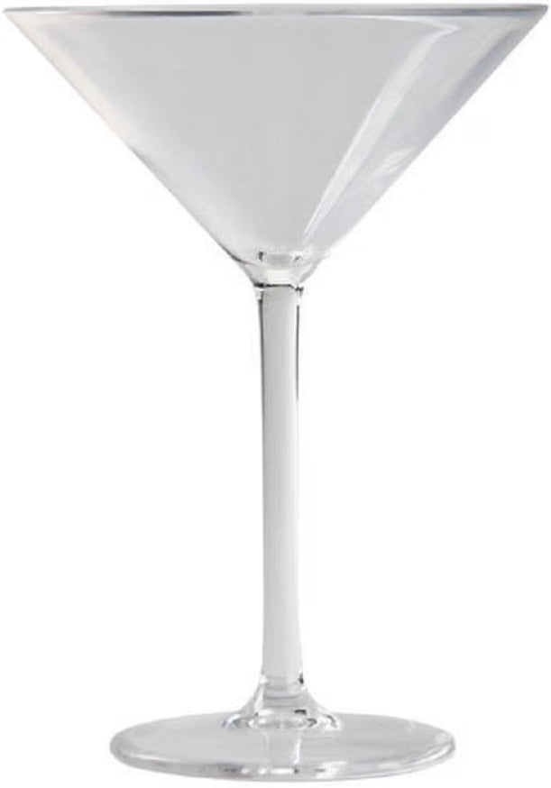 8 oz Martini Glass Polycarbonate Clear Color- Stemware Beverage Plastic Drinking for Bar Martini Cosmopolitan Manhattan Gimlet Pisco Sour Reusable Party Cup Drinkware