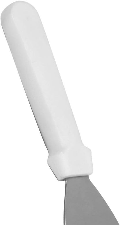 3-Inch Stainless Steel Blade Pan Scraper with White Plastic Handle- Flat Top Griddle Accessories Hamburger Pancake Spatula Flipper Grill Scraper Utensil for Home Kitchen Restaurants