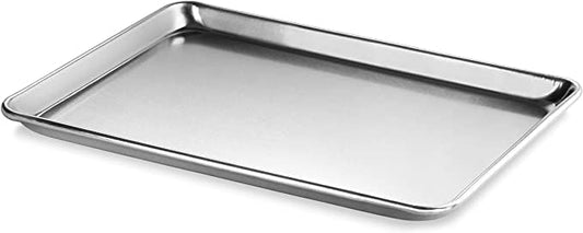 Half Size Stainless Steel Sheet Pan 20 Gauge- Bakeware Baking Pan Baking Sheet Baking Tray Cookie Sheet Cookie Tray Pans Perfect for Baking Roasting Heavy Duty & Rust Free