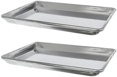 Quarter Size Aluminum Sheet Pan 9-1/2" x 13" Baking Sheets 18 Gauge Set of 2-Oven Safe Baking Pan Baking Tray Cookie Sheet Baking Sheet for Oven Perfect for Baking Roasting and More