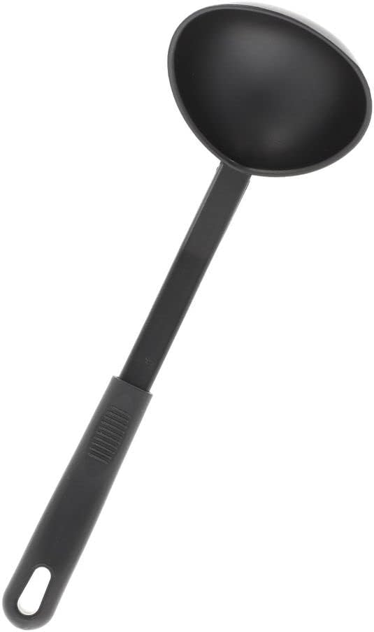 11 5/8” Soup Ladle High-Heat Nylon & Polypropylene Handle Black Color- Heat Resistant up to 410°F Soup Spoon Soup Ladle Serving Spoon Cooking Spoon for Kitchen Cooking Soup Sauce