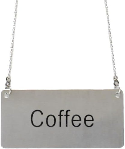 3-1/2" x 1-2/3" Chain Sign Stainless Steel with 13-1/8" Chain Length- Beverage Sign Drinks Labels for Coffee Urns Beverage Dispensers Carafes for Party Restaurant Banquet