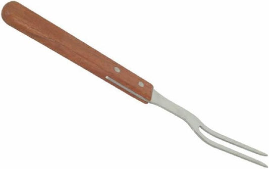 2-Prong Stainless Steel Square Pot Fork with Long Wooden Riveted Handle- Stainless Steel Kitchen Meat Fork Serving Grill BBQ Chef Turning Barbecue