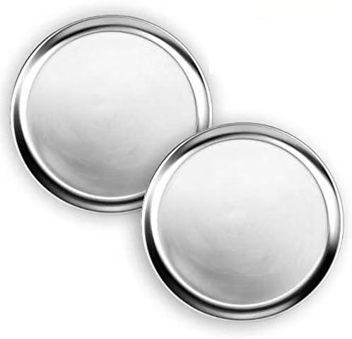 16” Pizza Tray Pan Wide Rim Aluminum Set of 2- Bakeware Round Pizza Pan Pizza Tray Baking Tray Round Baking Tray for Home Kitchen Pizzeria & Restaurants