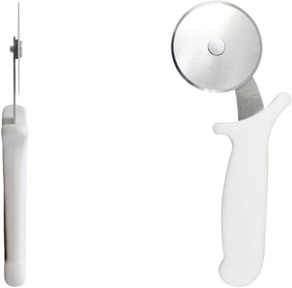 Stainless Steel Blade Pizza Cutter with White Plastic Handle- Pizza Cutter Wheel Stainless Steel Sharp Blade For Cutting Through Slice Thick or Thin Pizzas Pie Crust and Pastries