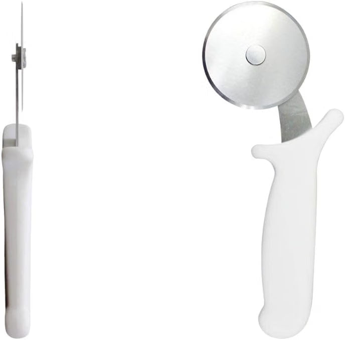Stainless Steel Blade Pizza Cutter with White Plastic Handle- Pizza Cutter Wheel Stainless Steel Sharp Blade For Cutting Through Slice Thick or Thin Pizzas Pie Crust and Pastries