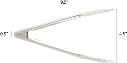 Stainless Steel Flat Spring Utility Tong with Locking Ring Set of 3- Food Tongs Cooking Tongs for Grilling Barbecue Buffets Home Restaurants Food Tong Buffet Tong Appetizer Tong