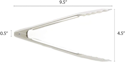 Stainless Steel Flat Spring Utility Tong with Locking Ring Set of 3- Food Tongs Cooking Tongs for Grilling Barbecue Buffets Home Restaurants Food Tong Buffet Tong Appetizer Tong