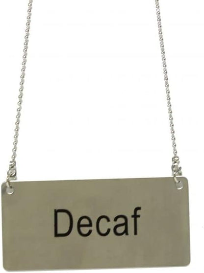 3-1/2" x 1-2/3" Chain Sign Stainless Steel with 13-1/8" Chain Length- Beverage Sign Drinks Labels for Coffee Urns Beverage Dispensers Carafes for Party Restaurant Banquet