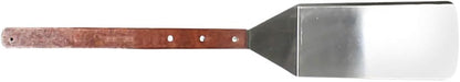 8" x 3" Stainless Steel Solid Turner with 21" Long Wooden Handle - Scraper Spatula Hamburger Pancake Flipper Great for BBQ Grill and Flat Top Griddle Commercial Grade