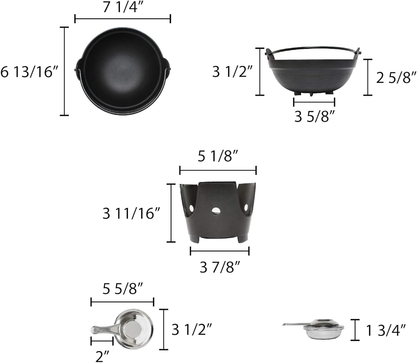 32 oz Shabu-Shabu Bowl with Fuel holder Aluminum Alloy with Non-Stick Coating - Japanese Style Traditional Cookware Serveware Hot Pot Stockpot Wok Cooking Ideal for Restaurants Home