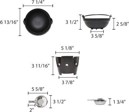 32 oz Shabu-Shabu Bowl with Fuel holder Aluminum Alloy with Non-Stick Coating - Japanese Style Traditional Cookware Serveware Hot Pot Stockpot Wok Cooking Ideal for Restaurants Home