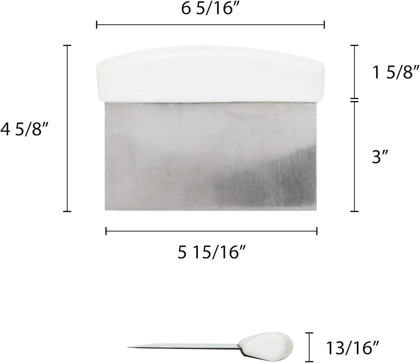 6" x 4" Dough Scraper Stainless Steel with White Plastic Handle - Dough Cutter Dough Pastry Scraper Cutter Chopper for Baking Multipurpose Food Scraper for Dough and Bread