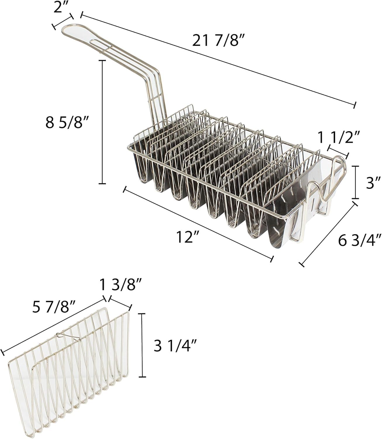 Commercial Grade 8-Slot Taco Basket Holds 8 Shells Deep Fryer - Taco Holder Basket Taco Fry Basket with Grip Handle Taco Shell Fry Basket Shells Deep Fryer Taco Holder Basket