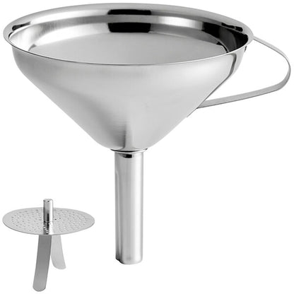 Stainless Steel Funnel with Removable Strainer - Metal Kitchen Funnel for Filling Water Bottle Liquid Oils Transfer Dry Ingredients & Powder Kitchen Gadgets Accessories
