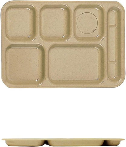 14-1/2" x 10" 6 Compartment Tray Sand Color Melamine Set of 12 - Dishwasher Safe Break-Resistant Serving Platter Dinner Plates Portion Plates for Dinner Home Restaurants