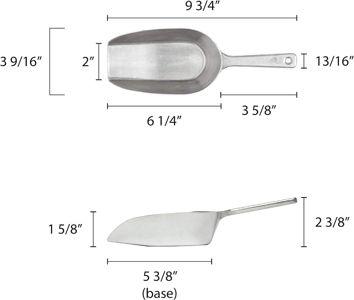 Aluminum Flat Bottom Scoop Set of 2 - Flat Bottom Aluminum for Bar Ice Flour Utility Scoop Kitchen Ice Scooper for Ice Maker Popcorn Scoop Food Scoops for Bar Party Wedding