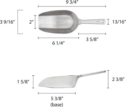 Aluminum Flat Bottom Scoop Set of 2 - Flat Bottom Aluminum for Bar Ice Flour Utility Scoop Kitchen Ice Scooper for Ice Maker Popcorn Scoop Food Scoops for Bar Party Wedding