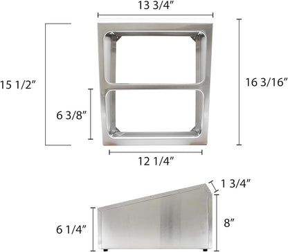13-3/4" x 16-5/8" x 9" Stainless Steel Condiment Pack Holder with Three Divided Areas Fits 1/6 & 1/3 Steam Pans - Condiment Holder Organizer Hotel Pan Organizer Kitchen Restaurants