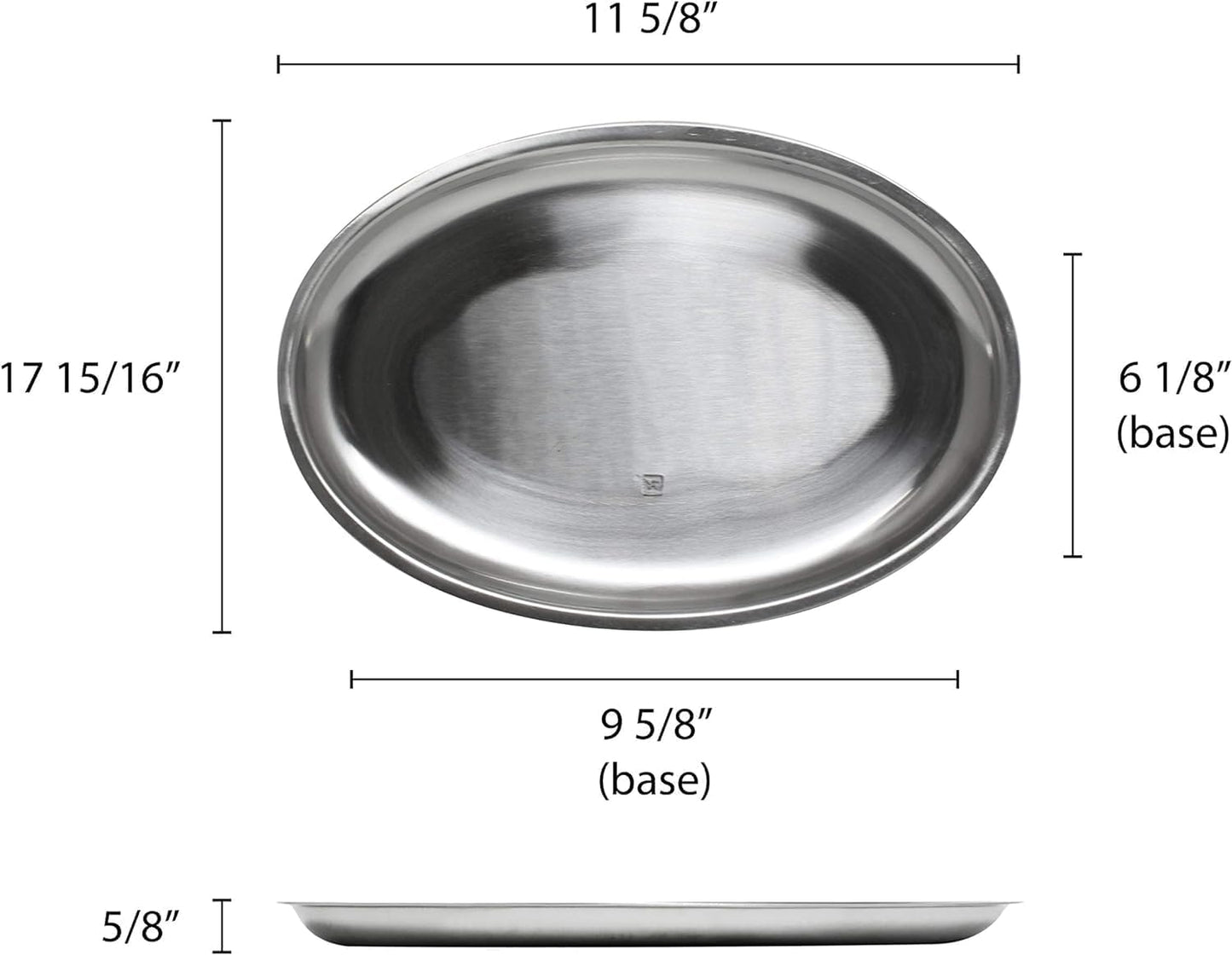 11-5/8" x 8" Oval Stainless Steel Sizzling Platter - Sizzler Platter Serving Platter Large Sizzling Platter Serving Tray Perfect for Meats Steak Fish And Vegetables