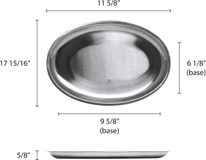11-5/8" x 8" Oval Stainless Steel Sizzling Platter - Sizzler Platter Serving Platter Large Sizzling Platter Serving Tray Perfect for Meats Steak Fish And Vegetables