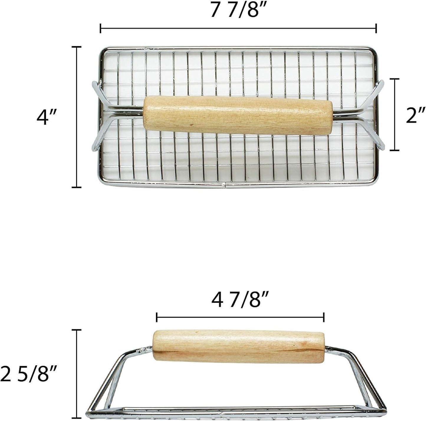 8" x 4" Heavy Duty Bacon Press Chrome Plated Steel with Wooden Handle - Heavy Duty Press Grill Press Meat Burger Bacon Steak Sausage for Perfectly Seared Bacon Steak & Sandwiches