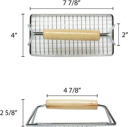 8" x 4" Heavy Duty Bacon Press Chrome Plated Steel with Wooden Handle - Heavy Duty Press Grill Press Meat Burger Bacon Steak Sausage for Perfectly Seared Bacon Steak & Sandwiches