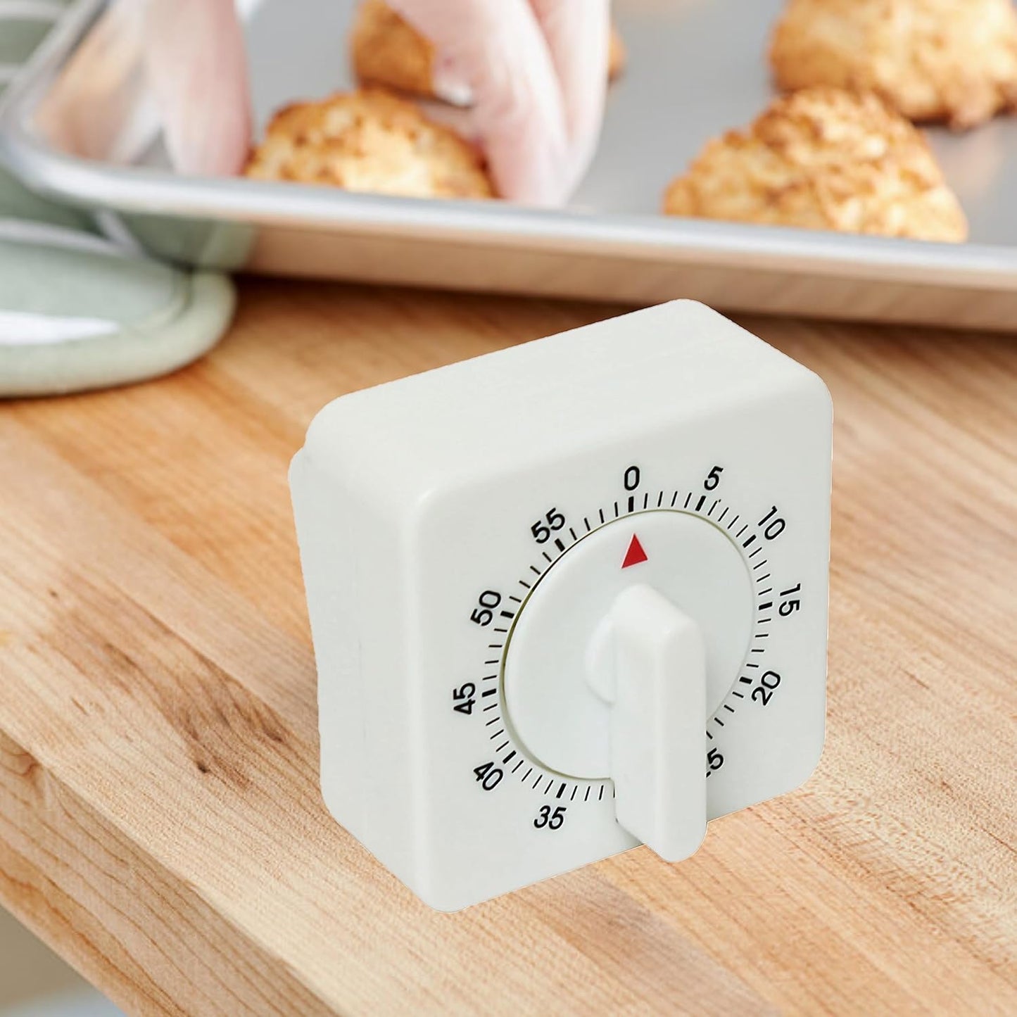60 Minute Mechanical Dial Kitchen Timer White Color - Visual Kitchen Cooking Timer Clock Manual Countdown Timer Study Tool for Classroom Home Study and Cooking