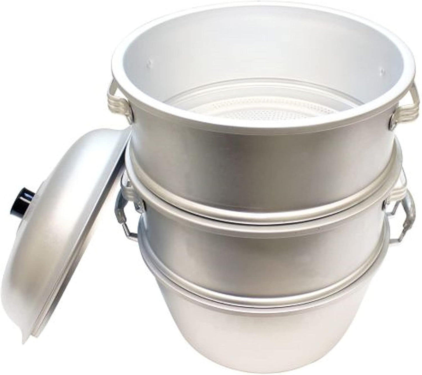 Aluminum 3 Tier Steamer Set 1/8” hole size - Steamer for Cooking Steamer Pot Food Steamer Steam Pots with Lid for Cooking Vegetables Seafood Soups Stews and Pasta